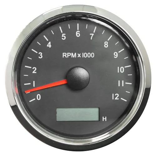 Miniatura 16 de ELING Tacómetro universal Medidor RPM con medidor de horas ajustable y alarma RPM 0-12000RPM 3.346 in con retroiluminación Negro+Negro