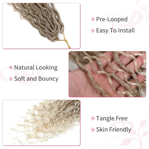 Miniatura 148 de Alicoco Goddess Locs Cabello de Ganchillo 12 Pulgadas 8 Paquetes Rastas Sintéticas de Ganchillo Para Mujeres Rastas Suaves Boho Pre-enrolladas River