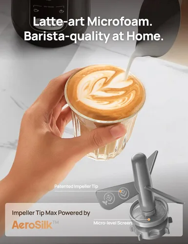 Miniatura 4 de DREO Espumador de Leche, espumador eléctrico de acero inoxidable 8 en 1 para microespuma de arte de café con leche, espumadores automáticos de 9