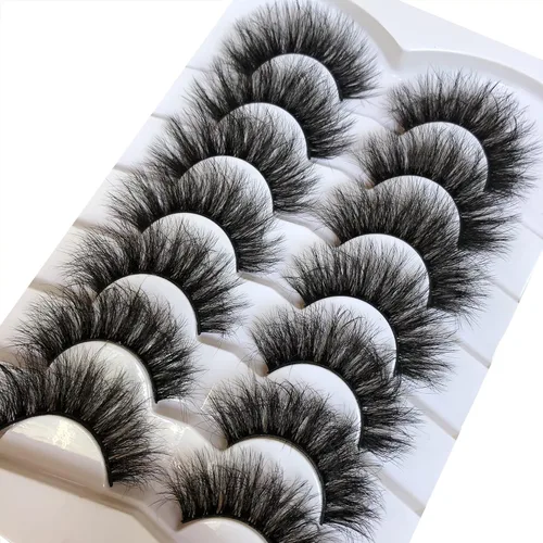 Miniatura 840 de Pooplunch - Pestañas postizas finas de visón sintético, estilo ojo de gato, naturales, cruzadas, tipo racimo, efecto 8D de volumen, tiras