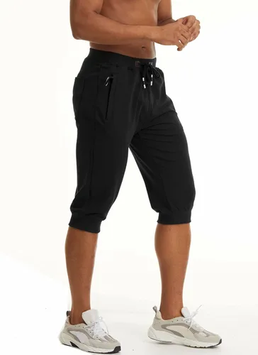 Miniatura 3 de MAGCOMSEN Pantalones capri deportivos 34 para hombre con bolsillos con cremallera longitud a la rodilla pantalones cortos de entrenamiento