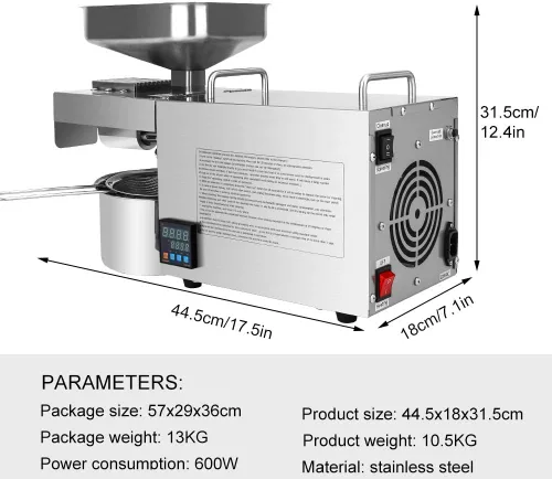 Miniatura 4 de CGOLDENWALL Máquina de prensa de aceite, prensa de aceite automática, control inteligente de temperatura, extractor de aceite de acero inoxidable