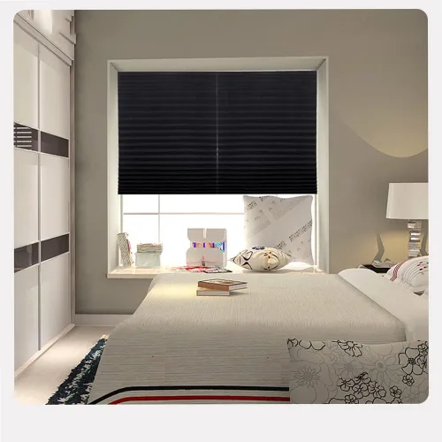 Miniatura 2 de 2 persianas temporales sin cables, autoadhesivas, plisadas de papel, persianas opacas para ventanas, puertas de tela no tejida, sin taladro