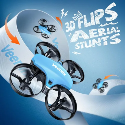 Miniatura 2 de Veeniix V995 Mini drones para niños de 14+ y principiantes, cuadricóptero RC de interiores, pequeño avión helicóptero con giros 3D, rotación