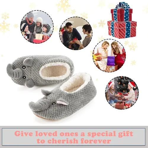 Miniatura 6 de cosyone1997 Lindas pantuflas de animales para niños, niñas y mujeres, calcetines de casa mullidos con suela antideslizante suave, regalos únicos