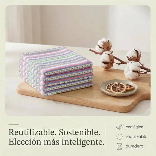 Miniatura 8 de Urban Villa Toallas de cocina 100% algodón para cocina (juego de 6) 20"x30" toallas de cocina altamente absorbentes, juego de ropa de cocina