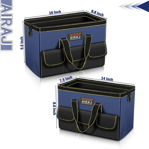 Miniatura 2 de AIRAJ - Juego de 2 bolsas de herramientas Bolsa de herramientas portátil de 14 y 16 pulgadas Bolsas de herramientas de boca ancha para hombres