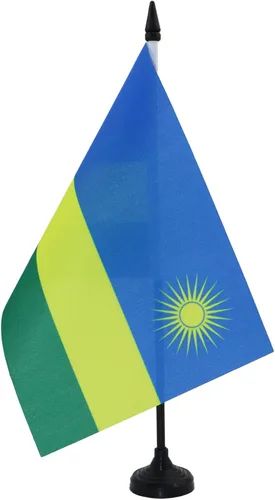 Miniatura 242 de AZ FLAG Sierra Leone Bandera de mesa 5'' x 8'' - Bandera de escritorio de Sierra Leona 21 x 14 cm - Bastón y base de plástico negro