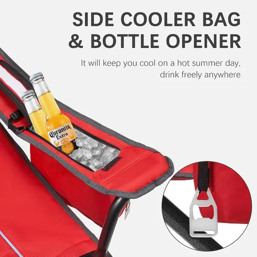 Miniatura 5 de Unisakey Silla de campamento plegable de gran tamaño para adultos, soporte de 450 libras, sillas de césped portátiles resistentes con bolsillo