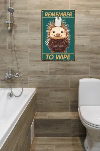 Miniatura 3 de Porcupine Bathroom Wall Decor Signs Metal Aluminum Sign Remember to Wipe Bathroom Decor Weird Stuff 12x8 Inches Decor Funny Poster Funny Bathroom