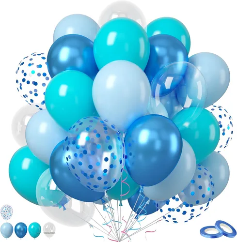 Miniatura 20 de Globo Rojo Blanco Azul, 50 unidades de 12 pulgadas, globos de látex azul marino, rojo rubí oscuro, confeti dorado metálico para baby shower