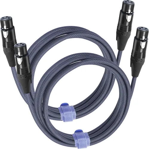 Miniatura 16 de Cable de audio de equilibrio de 3 pines hembra a hembra, cables de conexión de micrófono de 3 pines, cables de conexión XLR hembra a hembra DMX