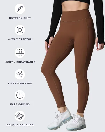 Miniatura 144 de Aoxjox Trinity - Pantalones de yoga de cintura alta con bolsillos para mujer, control de abdomen, cintura cruzada, leggings de entrenamiento suaves