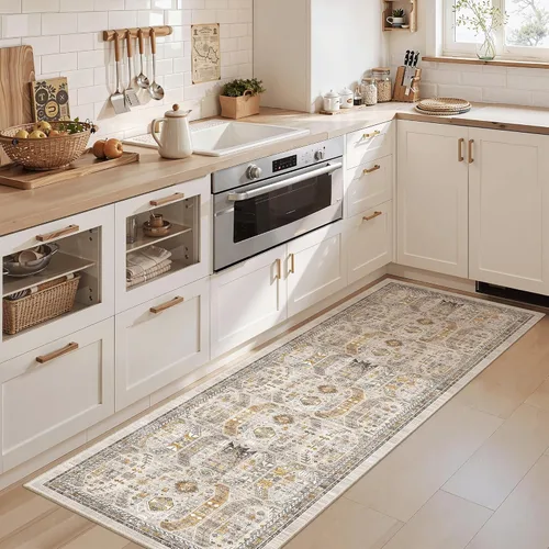 Miniatura 861 de Madane Tapete lavable de 2 x 10 pies para pasillo, cocina, recibidor, clásico, suave, antideslizante para interiores, casa de campo, baño, sala