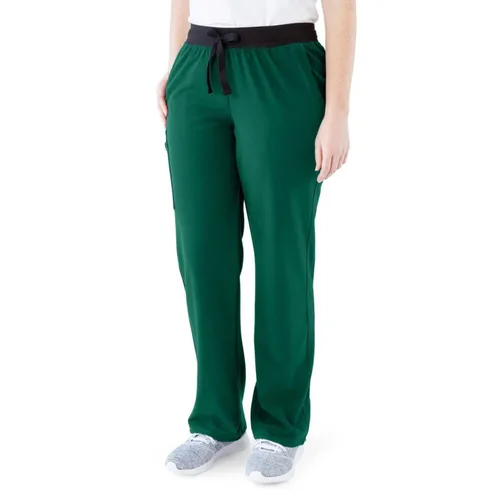 Miniatura 96 de ave. Varick - Pantalón médico de tiro medio para mujer, pierna recta, seis bolsillos, color azul caribeño, talla S
