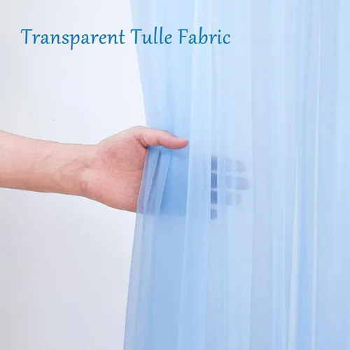 Miniatura 4 de Cortinas de fondo de tul azul de 10x10 para fiestas, cortina de fondo transparente para fotos de boda, cortinas para baby shower, fotografía, fiesta