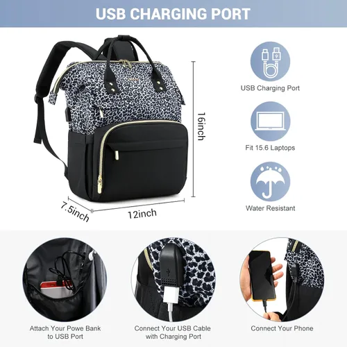 Miniatura 5 de LOVEVOOK Mochila universitaria para laptop, mochila de viaje de 15.6 pulgadas para la universidad, mochila de trabajo impermeable para mujer