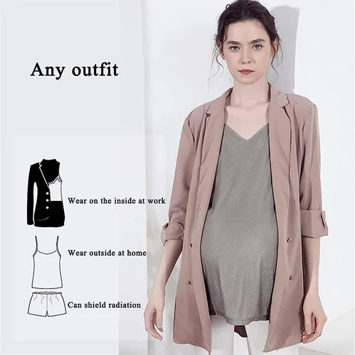 Miniatura 4 de Vestido de maternidad antirradiación para mujeres embarazadas - 5G y chaleco de fibra plateada con protección EMF para embarazo y lactancia