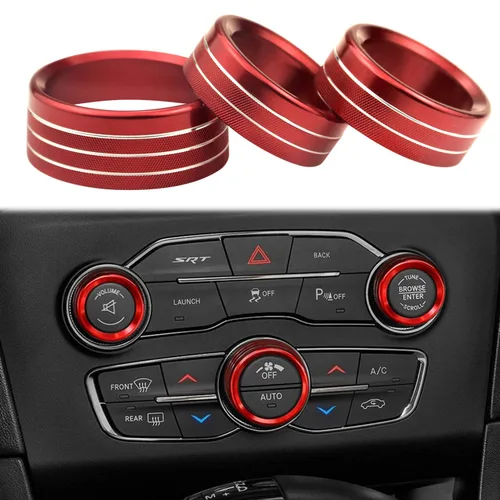 Miniatura 7 de Para Dodge Challenger Charger (2015-2021), cubierta de perilla de control de clima de CA, interruptor de sintonización de volumen automático, ajuste