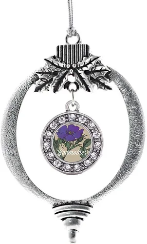 Miniatura 137 de Inspired Silver - Bonita bandera estadounidense - Adorno de Navidad plateado - Adorno de árbol de Navidad con dije circular con circonita cúbica