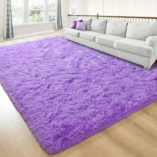 Miniatura 18 de JUNOVO - Alfombra de área lavable, antideslizante, alfombras ultra suaves de 4 x 5.3 pies, alfombras esponjosas para dormitorio, niños, niñas, Azul