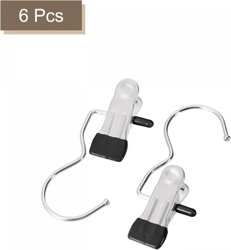Miniatura 3 de uxcell Clips de lavandería con gancho, perchas de metal para botas cromadas, color negro, 4.488 in, 6