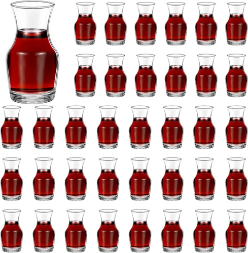 Miniatura 9 de Remagr Paquete de 3 Jarras de Vino de Vidrio de Una Sola Porción Pequeñas Mini Jarras Decantador de Vino Individual de Repuesto para Cenas, Fiestas
