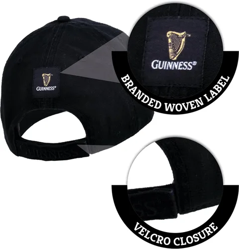 Miniatura 4 de Guinness Gorra de béisbol negra y caramelo con parche de cuero