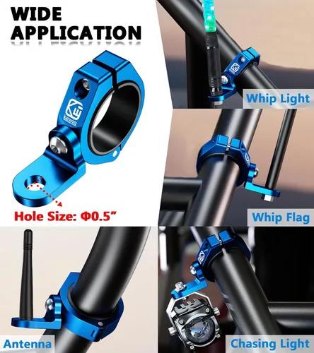 Miniatura 6 de VAZESWIN Soporte de luz para látigo UTV, soporte de bandera de látigo UTV resistente de aleación de aluminio, soporte de montaje de barra de luz