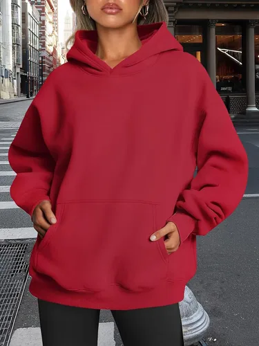 Miniatura 12 de Trendy Queen - Sudaderas extragrandes con capucha para mujer, suéteres de manga larga, sin botones, de vellón, de otoño, ropa de invierno