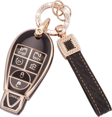 Miniatura 23 de Ekala para Honda Funda para Llavero con Llavero de Cuero, 5 Botones Carcasas de Teclas de TPU Suave Compatibles con Honda Civic Accord Pilot CR-V