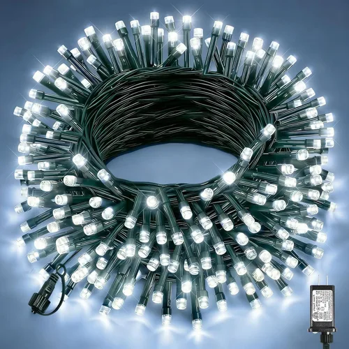 Miniatura 38 de 120 luces LED de Navidad de 40 pies para exteriores, guirnalda de luces de Navidad naranja impermeable, 8 modos de luces conectables para árbol