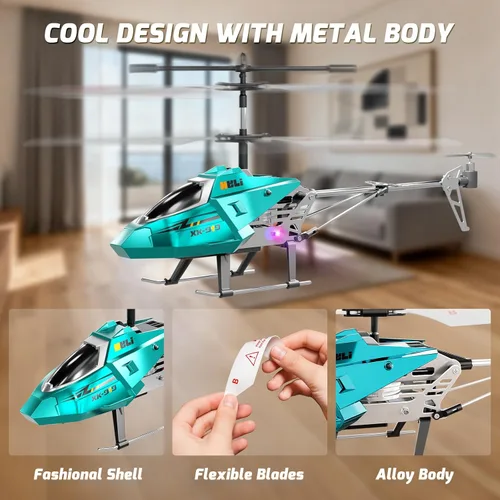 Miniatura 7 de XIKOTEC Helicóptero de control remoto, juguete de helicóptero RC para niños, avión RC de 2.4 GHz con luces LED, juguete volador a control remoto