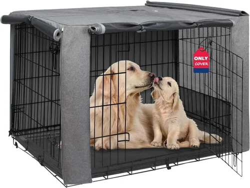 Miniatura 25 de HiCaptain - Cubierta de doble puerta para jaula de perro (para cajas de alambre de 24 30 36 42 48 pulgadas)