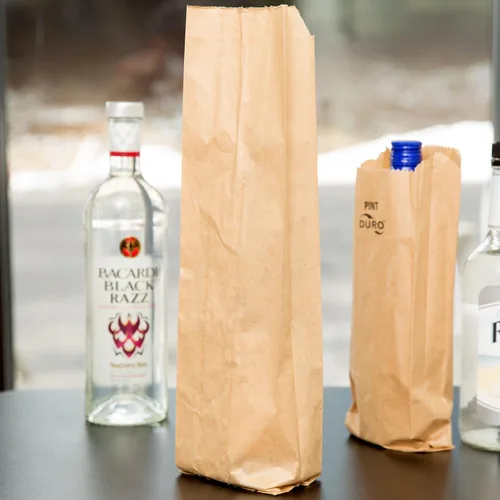 Paquete de 25 bolsas de papel kraft marrón con fuelle natural, tamaño pinta, licor, vino, bolsas de papel sub bolsa de papel de 5.25 x 3.25 x 13.13