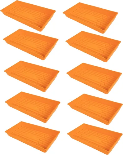 Miniatura 13 de SUNPACK Bandeja de inicio de semillas de plástico de 10 x 20 pulgadas, color negro, 2.5 pulgadas, sin agujeros de drenaje, ideal para invernaderos