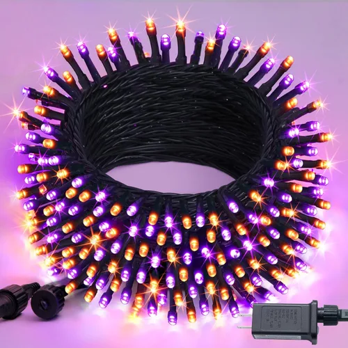 Miniatura 23 de JMEXSUSS 250 luces LED rojas, blancas y azules para decoraciones del 4 de julio, luces patrióticas conectables de 91.5 pies para exteriores