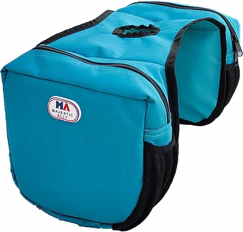 Miniatura 6 de Majestic Ally Bolsa de Cuerno Económica Aislada para Silla de Montar Western para Montar a Caballo con Prácticos Bolsillos de Malla Negro