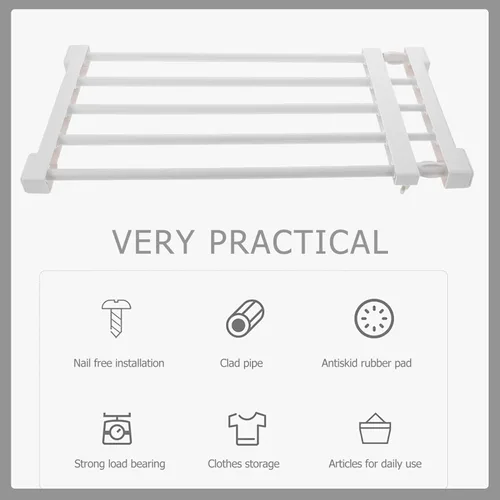 Miniatura 6 de Cabilock Estante de tensión de armario y barra de almacenamiento de metal expandible, organizador ajustable, separador divisor para gabinete