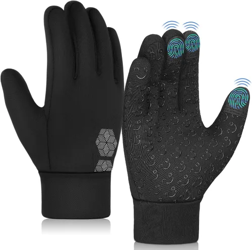 Guantes de invierno para niños para correr con pantalla táctil, guantes cálidos para clima frío, guantes deportivos térmicos a prueba de viento para