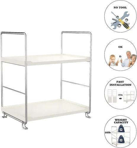 Miniatura 3 de Estante organizador apilable independiente de plástico/metal, estante de almacenamiento de encimera de baño, organizador de cosméticos, estante