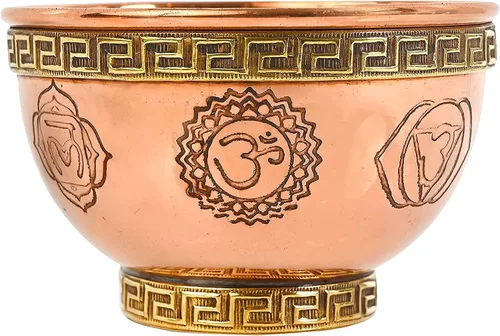 Miniatura 5 de Flower of Life - Cuenco de cobre de 3 pulgadas, ideal para uso en altar y ritual, quemador de incienso, cuenco para manchas, decoración - New Age