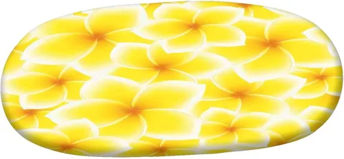 Miniatura 3 de XISUNYA Mantel ovalado ajustable de poliéster con bordes elásticos y flores amarillas, para mesa de mesa Plumeria Frangipani con bonito estampado