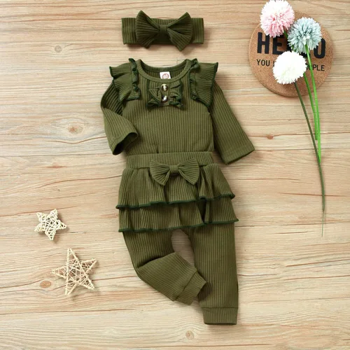 Miniatura 3 de Aalizzwell Preemie - Conjunto de ropa para bebé recién nacido traje acanalado para otoño e invierno