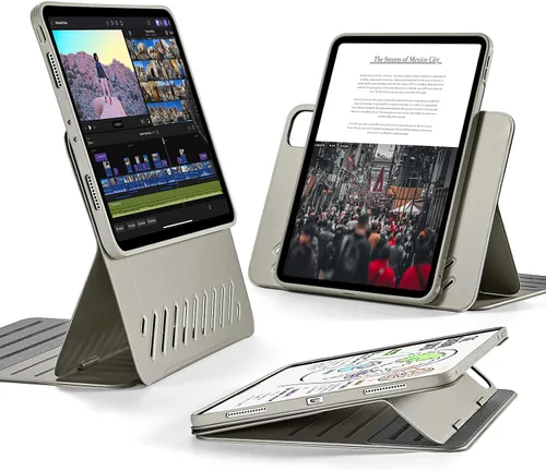 Miniatura 11 de ESR Funda para iPad Pro 12.9 (6ª/5ª generación, 2022/2021), cubierta magnética extraíble, soporte ajustable para vertical/paisaje con vista de Marrón