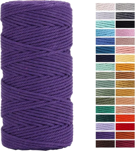 Miniatura 39 de Cuerda de Macramé Gris Claro 3mm x 109 Yardas, Cuerda de Algodón de Colores Cuerda para Manualidades Cuerda de Algodón Colorida para Colgar