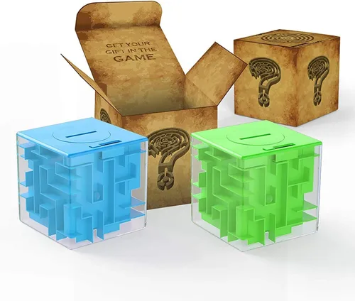Miniatura 7 de Caja de rompecabezas de laberinto de dinero para niños y adultos, caja de regalo perfecta para guardar dinero (paquete de 2)