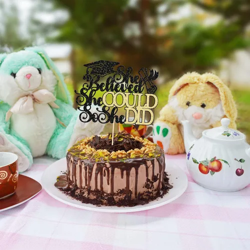 Miniatura 6 de 1 pieza de decoración para tartas con tapa de graduación con purpurina para la clase de 2026, decoración de pastel de graduación para graduación