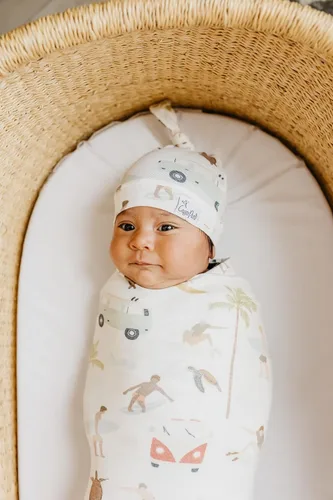 Miniatura 28 de Copper Pearl Gorro de bebé con nudo superior elástico suave Millie