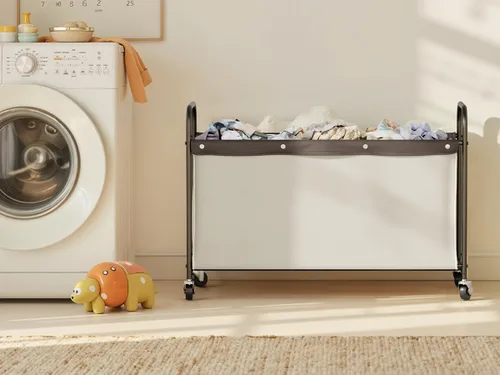 Miniatura 6 de StorageWorks Caja de juguetes con ruedas para niños, baúl grande de almacenamiento y organizador de juguetes de 135 litros, caja de juguetes de Beige